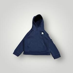 Carhartt Kids Pullover Hoodie Navy Blue Logo Sleeve Size 5 Youth